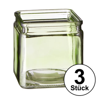 3er Set Eckiges Windlicht Höhe 8 oder 10cm Farbwahl