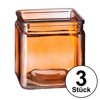 3er Set Eckiges Windlicht Höhe 8 oder 10cm Farbwahl