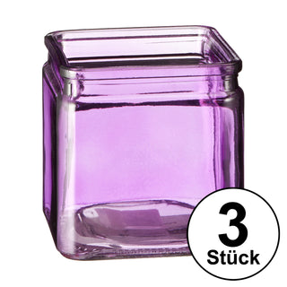 3er Set Eckiges Windlicht Höhe 8 oder 10cm Farbwahl