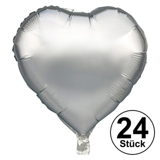 6/24/48x Herz Folienballons Gold / Silber oder exkl. 1x XL Helium Ballongas