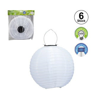 6x LED Solar Lampion, weiß, Durchmesser: 30cm, Garten, Balkon, Outdoor, Beleucht