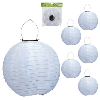 6/12x Solar Lampion bunt / weiß LED warmweiß Ø30cm Stofflaterne Organza Laterne Ballon Solarpanel