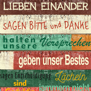 Plankenschild Wandbild Shabby Chic Familienregeln Familienschild Sprüche Familie Regeln