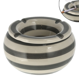 1/4x Sturmaschenbecher grau weiß gestreift Ø 13,5 cm Aschenbecher Windaschenbecher