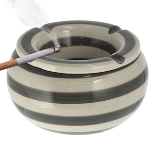 1/4x Sturmaschenbecher grau weiß gestreift Ø 13,5 cm Aschenbecher Windaschenbecher