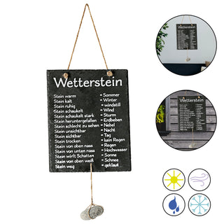 Wetterstation "Stein" auf Schiefertafel Wettertafel Schild Tafel beschriftet 20 x 25 cm