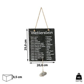 Wetterstation "Stein" auf Schiefertafel Wettertafel Schild Tafel beschriftet 20 x 25 cm