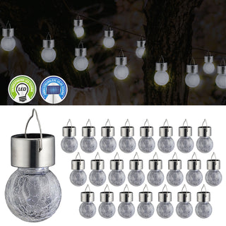 1x/24x LED Solarleuchte "Crackle" ca. Ø6x13cm inkl. Akku warmweiß Solarlampe