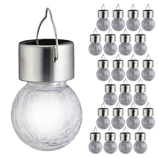 1x/24x LED Solarleuchte "Crackle" ca. Ø6x13cm inkl. Akku warmweiß Solarlampe