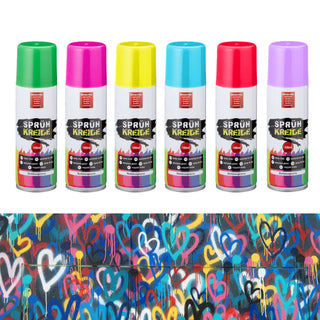 6/24x Kreidespray Sprühkreide Markierungsspray 6 verschiedene Farben wasserlöslich