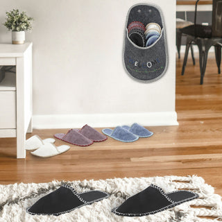 1x Gäste-Pantoffel-Set, "Welcome" 4 Paar in verschiedenen Größen Filz Hausschuhe Gästehaus