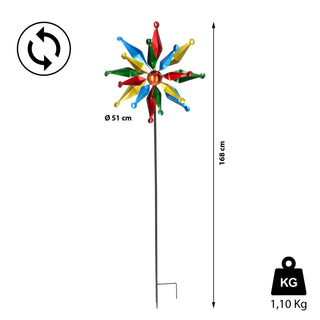 Windrad "Star" mehrfarbig metallisch Farbeffekt Windspiele Gartendeko Doppel - Windräder
