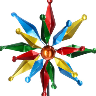 Windrad "Star" mehrfarbig metallisch Farbeffekt Windspiele Gartendeko Doppel - Windräder