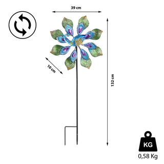 Windrad "Peacock" mehrfarbig metallisch Farbeffekt Windspiele Gartendeko Doppel - Windräder