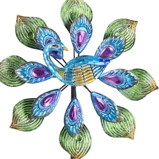 Windrad "Peacock" mehrfarbig metallisch Farbeffekt Windspiele Gartendeko Doppel - Windräder