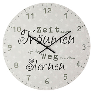 ""Zeit zum Träumen ist der Weg..." Wanduhr "Sprüche" Ø45 cm Wohnzimmer