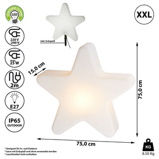 Sternlampe XXL Outdoor mit Steckfuß 75cm Stern Leuchte Lampe Erdspieß Indoor Outdoor Gartenleuchte