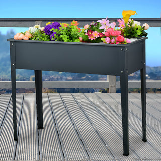 Hochbeet Pflanztisch pulverbeschichtet Stahl 100x80x30 cm anthrazit mit Ablauföffnung