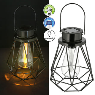 LED Solarlaterne Nostalgielampe Gitterdesign Metall Kunststoff Gartenleuchte Solarpanel Dekoleuchte