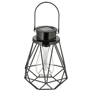 LED Solarlaterne Nostalgielampe Gitterdesign Metall Kunststoff Gartenleuchte Solarpanel Dekoleuchte