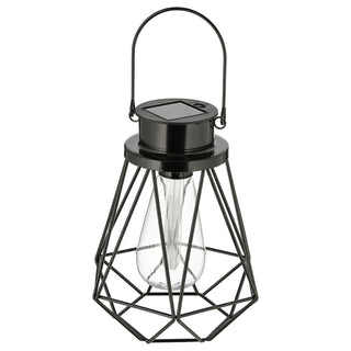 LED Solarlaterne Nostalgielampe Gitterdesign Metall Kunststoff Gartenleuchte Solarpanel Dekoleuchte