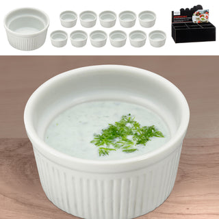 Servierschale rund 12er Set weiß 6,4x3,5x6,4cm New Bone China Schale Schüssel Auflaufform Tischgeschirr Snackschale