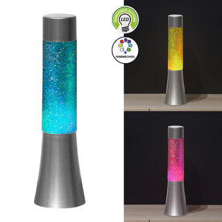 LED Lavalampe Glitter mit Farbwechsel Partylicht Glitzerlampe