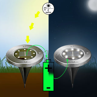1/8/16/24x Wegleuchte Solar Erdspieß Gartenleuchte Bodenlicht 8 LEDs Ø12cm Edelstahl