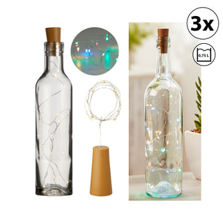 1x / 3x Flaschenlicht 8 LED mit Korken bunt ca. L75cm Flaschenlichterkette