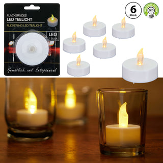 LED Teelicht Gigant 6er Set flackernd Kerzen Teelichter XL Teelicht weiß Kunststoff flammenlos