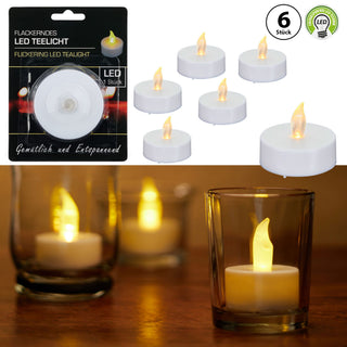 LED Teelicht Gigant 6er Set flackernd Kerzen Teelichter XL Teelicht weiß Kunststoff flammenlos