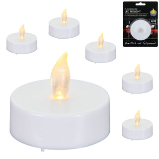 LED Teelicht Gigant 6er Set flackernd Kerzen Teelichter XL Teelicht weiß Kunststoff flammenlos