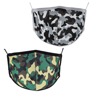 2er Set Stoffmasken Mundschutz in Camouflage Tarnfarben grün und grau