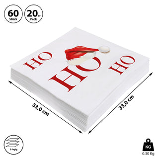 Servietten "HoHoHo" 60er Set 3lagig Papierserviette Motivserviette stoffähnlich Tuch