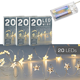1x / 3x LED 10 / 20 "Stern" Mikro Draht-Lichterkette warmweiß 120/220cm