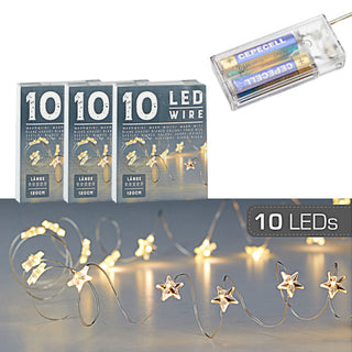 1x / 3x LED 10 / 20 "Stern" Mikro Draht-Lichterkette warmweiß 120/220cm