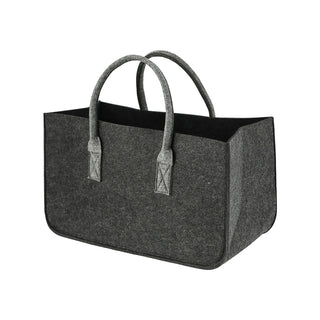 Kaminholztasche aus Filz hellgrau / dunkelgrau Filzkorb Tasche Brennholz Korb