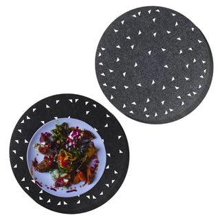 12x Tischset Platzmatte Tischset rund Ø 35cm aus Filz mit Dreiecksmuster 6x hellgrau 6x dunkelgrau