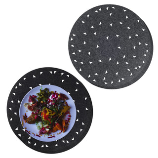 12x Tischset Platzmatte Tischset rund Ø 35cm aus Filz mit Dreiecksmuster 6x hellgrau 6x dunkelgrau
