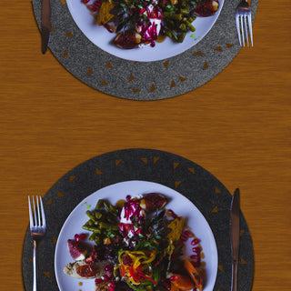 12x Tischset Platzmatte Tischset rund Ø 35cm aus Filz mit Dreiecksmuster 6x hellgrau 6x dunkelgrau