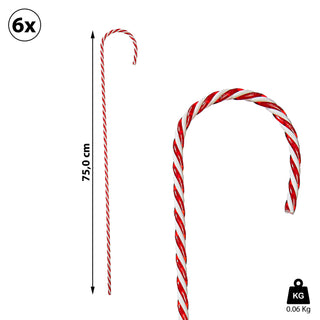 XL Zuckerstange 6er Set H75cm Candystange Weihnachtsdeko Dekostange rot weiß gestreift