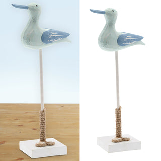 Seemöwe auf Fuß H36cm Holz Muscheln Seil maritim Vogel Möve Dekovogel See Meeresvogel