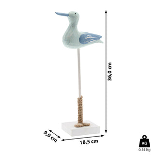 Seemöwe auf Fuß H36cm Holz Muscheln Seil maritim Vogel Möve Dekovogel See Meeresvogel