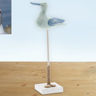 Seemöwe auf Fuß H36cm Holz Muscheln Seil maritim Vogel Möve Dekovogel See Meeresvogel
