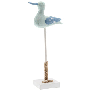 Seemöwe auf Fuß H36cm Holz Muscheln Seil maritim Vogel Möve Dekovogel See Meeresvogel