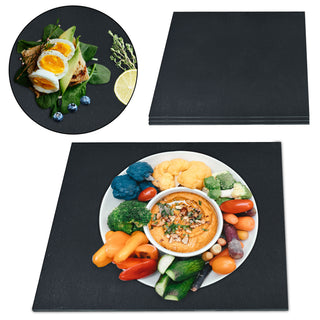 Schieferplatte 4er Set rechteckig Tischuntersetzer Steinplatte Servierplatte Untersetzer