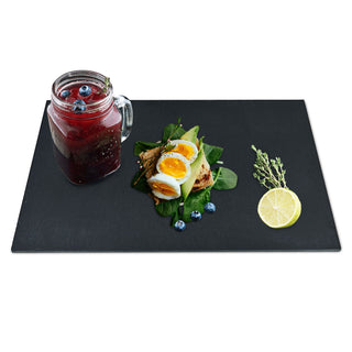 Schieferplatte 4er Set rechteckig Tischuntersetzer Steinplatte Servierplatte Untersetzer