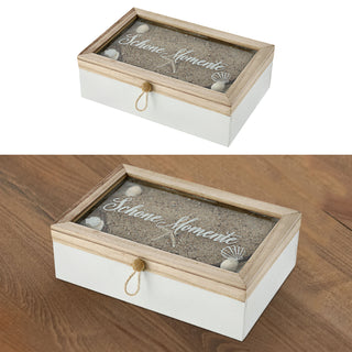 Aufbewahrungsbox Sand Muscheln "Schöne Momente" Sandbox Kiste Dekokiste maritim