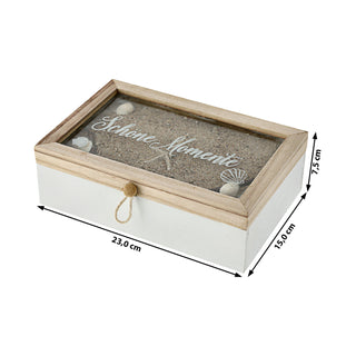 Aufbewahrungsbox Sand Muscheln "Schöne Momente" Sandbox Kiste Dekokiste maritim