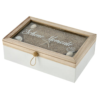 Aufbewahrungsbox Sand Muscheln "Schöne Momente" Sandbox Kiste Dekokiste maritim